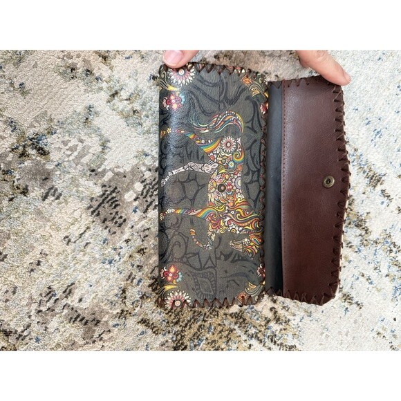 hand stitched vegan leather Harmony Wallet mosaic Dark Horse LNC BOHO - Picture 4 of 6